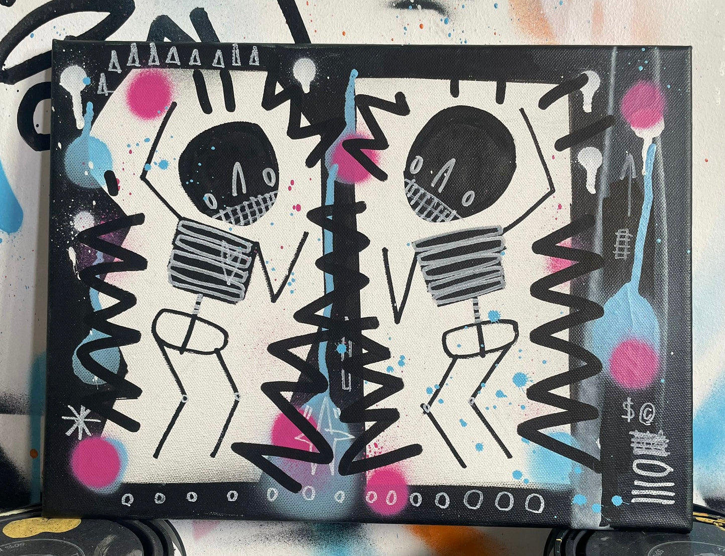 'Double skeleton / shock pink - light blue'