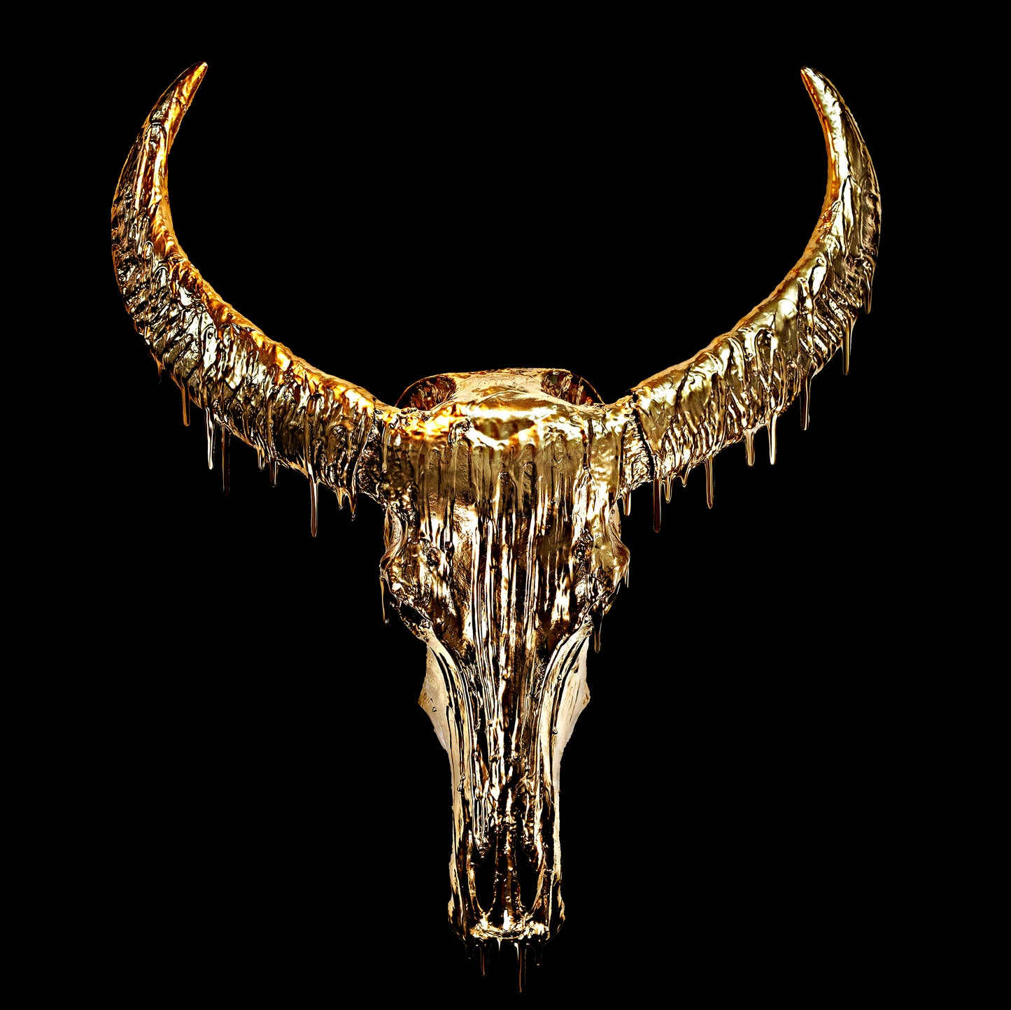 Dripping Gold Water Buffalo Skull